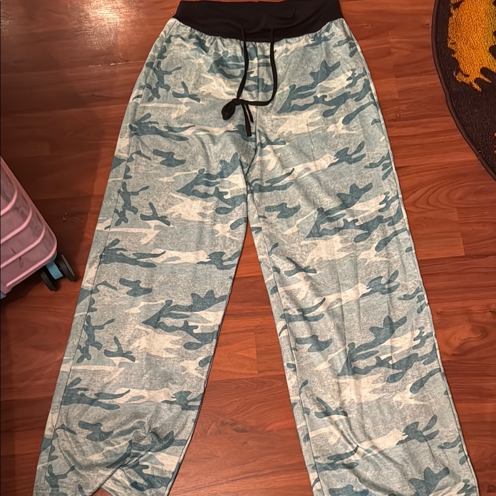 Camouflage Lounge Pants with Black Waistband